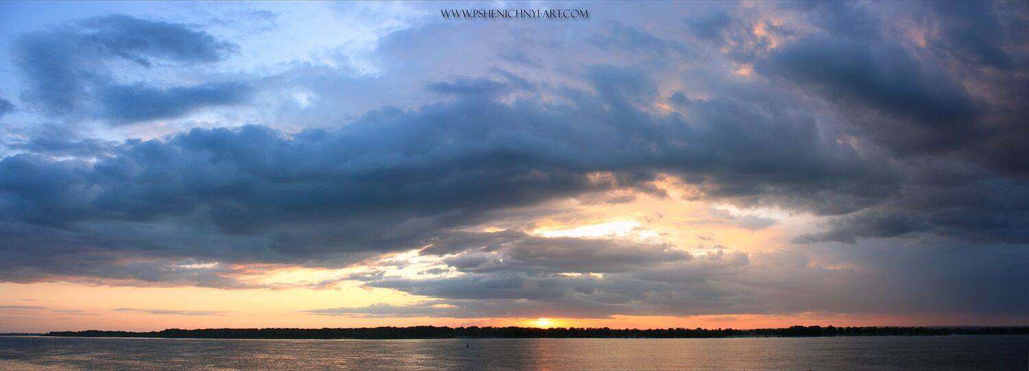 закат, небо, облака, пейзаж, горизонт, лето, волга, Пшеничный Андрей