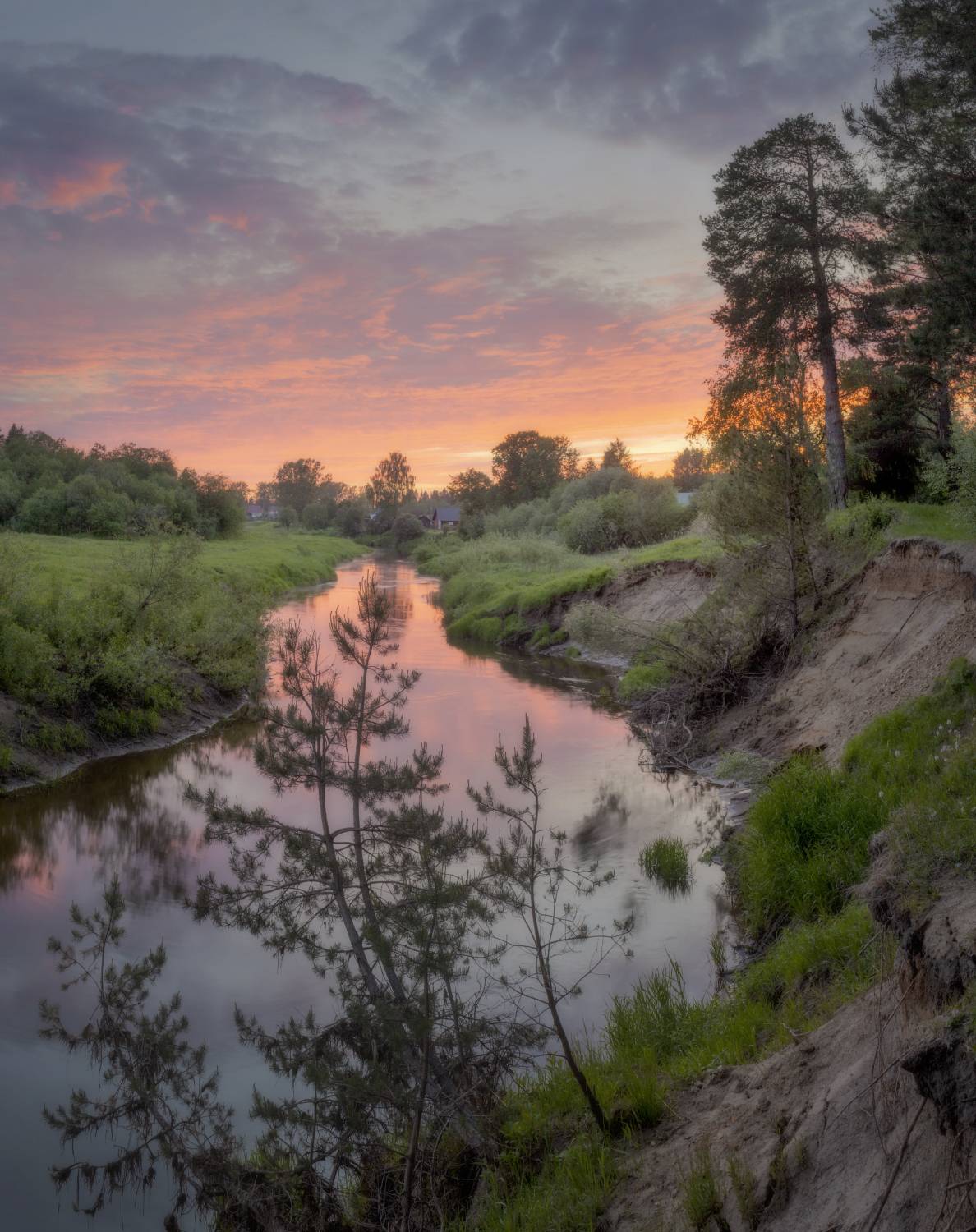 вечер закат река весна тучи, Сергей Буторин