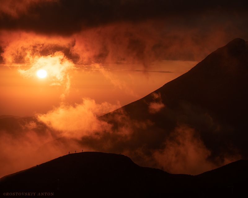 закат, солнце, горы закат фото превью