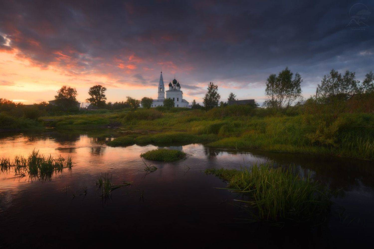рассвет, лето, деревня, храм, река, ярославская область, фототуры на выходные, осенево, Гордиенко Анатолий