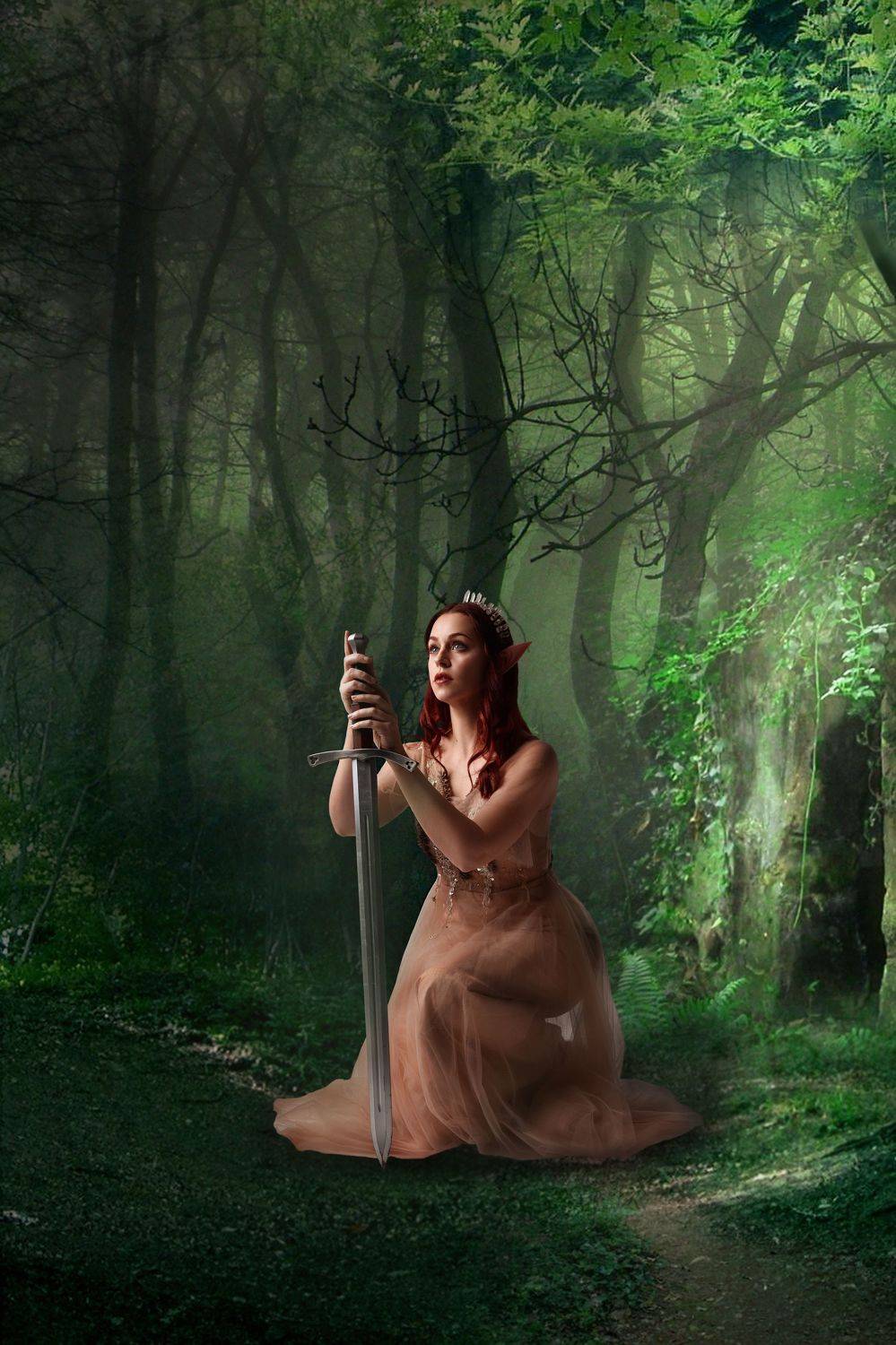 эльфийка, девушка, лес, Sergii Vidov