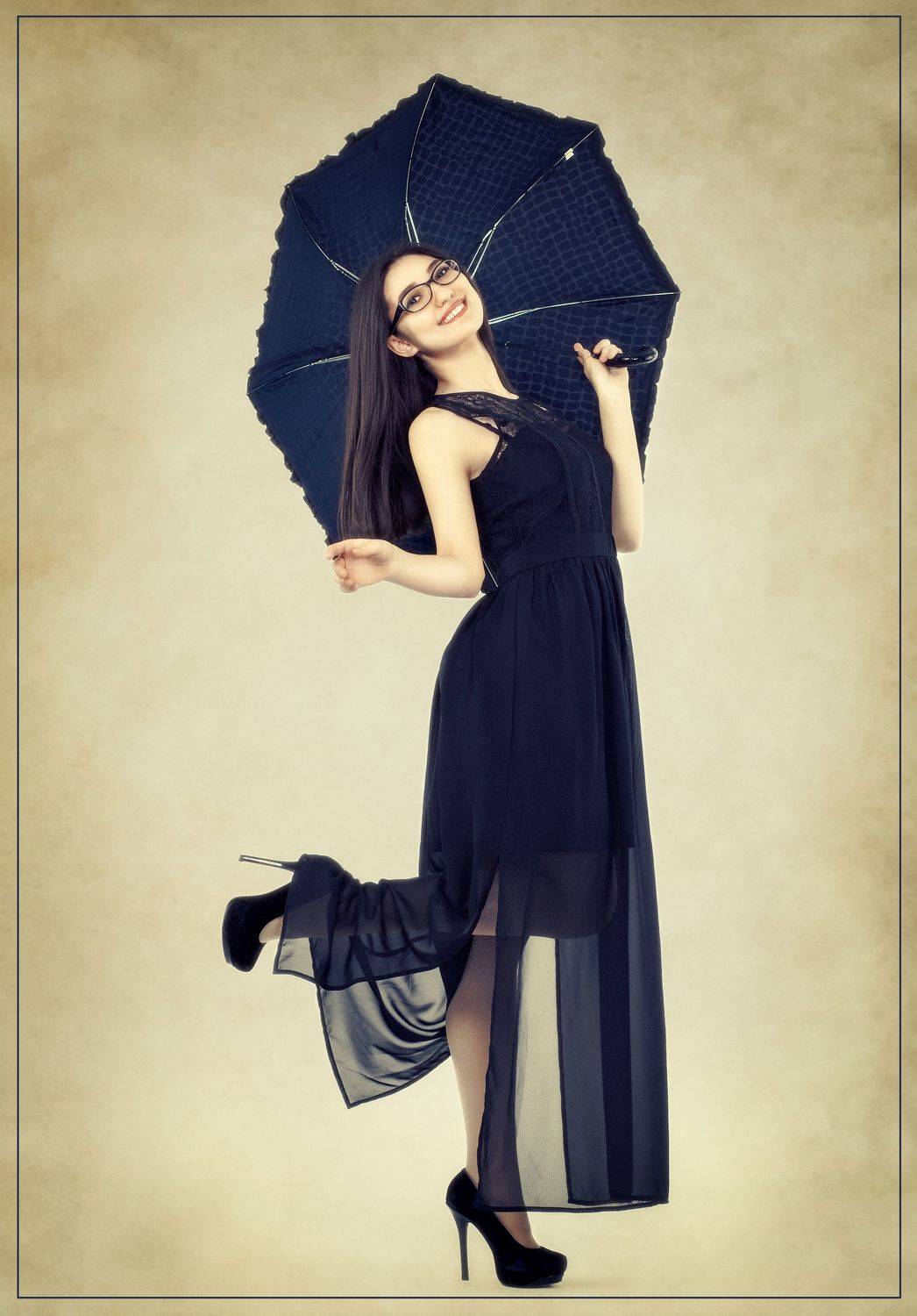 девушка, портрет, студия, люди, фотосессия, зонтик, улыбка, Ренц Геннадий