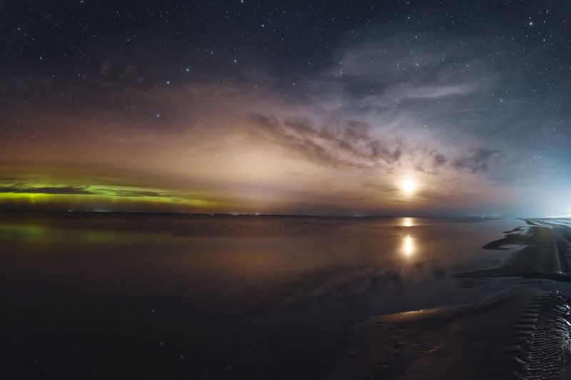полярное сияние, Рыбинское водохранилище  фото превью