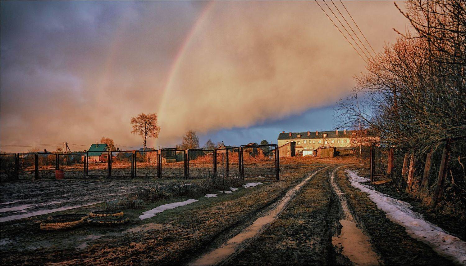 пейзаж, вечер, весна, деревня, свет, цвет, александр никитинский, Никитинский Александр