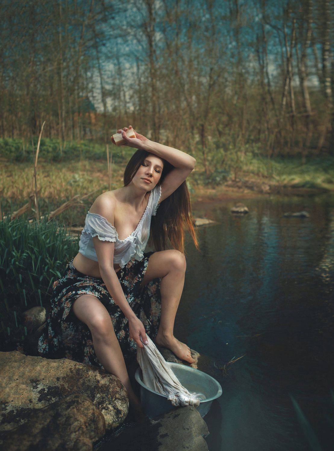 девушка вода белье цветы природа любовь солнце лето красота счастье мечты красавица фотография, Шепелева Татьяна