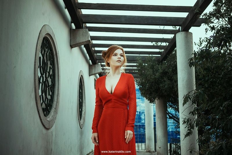 dress, red, woman, portrait, Lisbon, Portugal, beautiful, model, neckline, travel 28 route фото превью