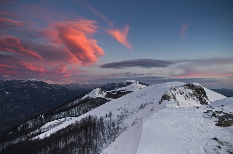Зимний закат на Семиглавой фото превью