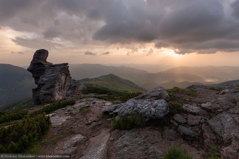 Carpathian mountains, Landscape, Ukraine, Горы, Карпаты, Пейзаж, Природа, Украина Встречая рассвет фото превью