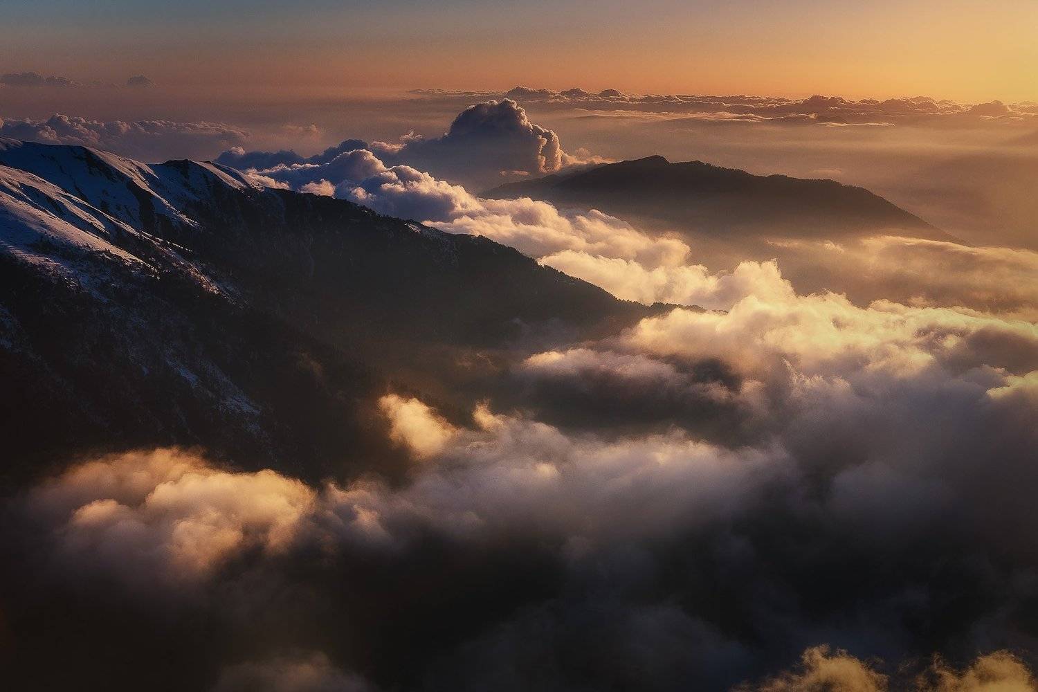 Закат, Лангтанг, Непал, Облака, Пейзаж, Природа, Дмитрий Купрацевич