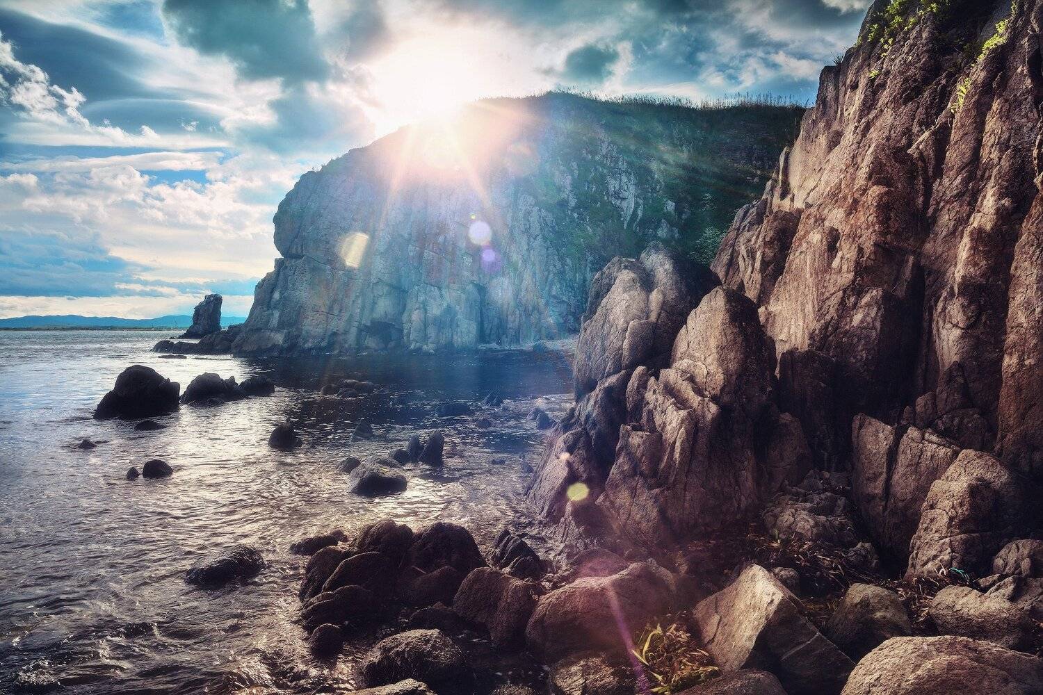 Вечер, Камни, Море, Скалы, Солнце, Андрей Кровлин