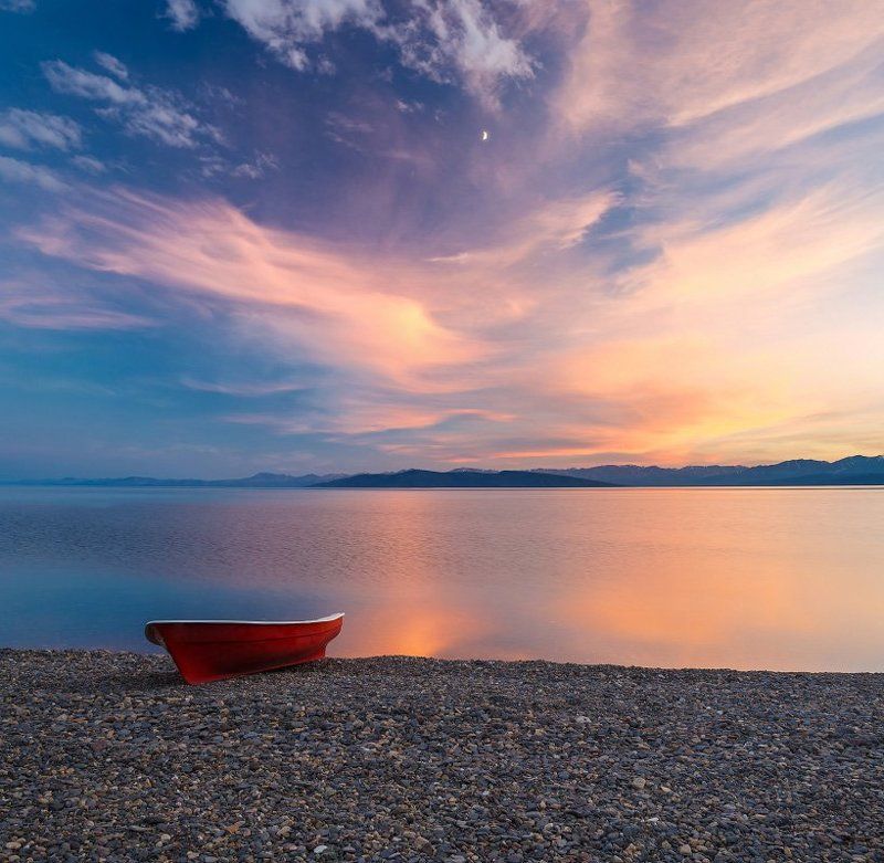 закат, лето, монголия, озеро, хубсугул Вечер на Хубсугуле фото превью