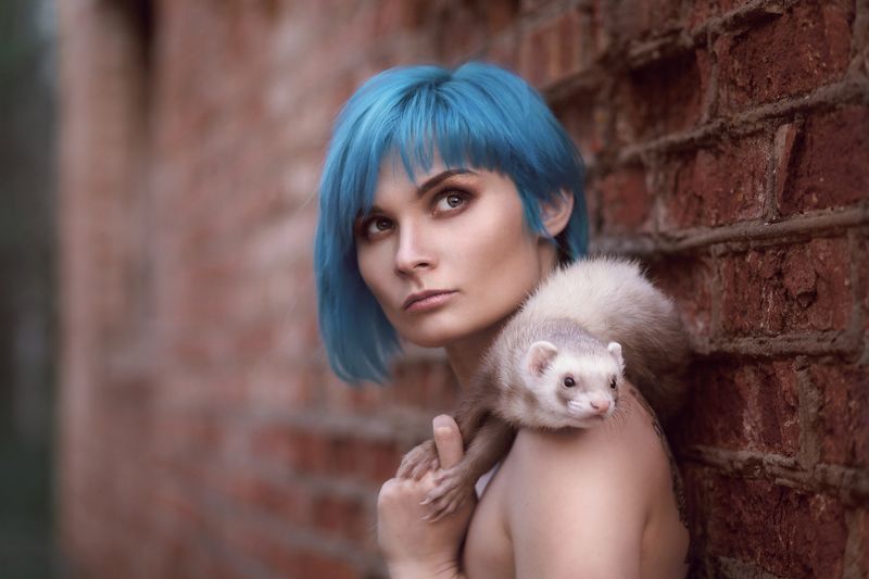 девушка волосы хорек портрет Рената с другом) фото превью