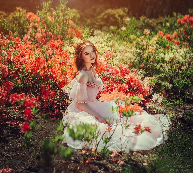 Девушка, Сад, Цветы ... фото превью