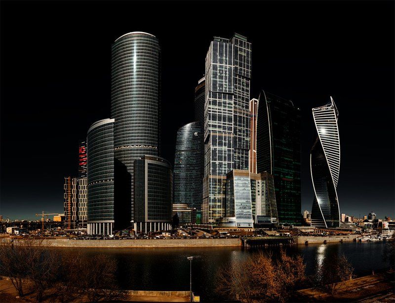 архитектура, город, москва, москва-река, москва-сити, ночь, пейзаж и свет потух, и жизнь остановилась... фото превью