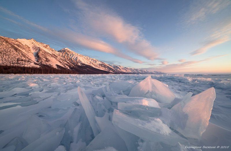 байкал, зима, март, горы, лед, снег, утро, рассвет Про одно полосатое утро... фото превью