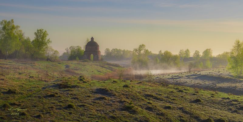 кострома, костромская область, нерехтский район, пейзаж, церковь, урочище ильинское шихматовых На рассвете фото превью