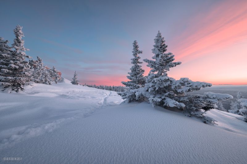 зюраткуль, урал, горы, зима, снег, рассвет, южный урал Утро на Зюраткуль фото превью