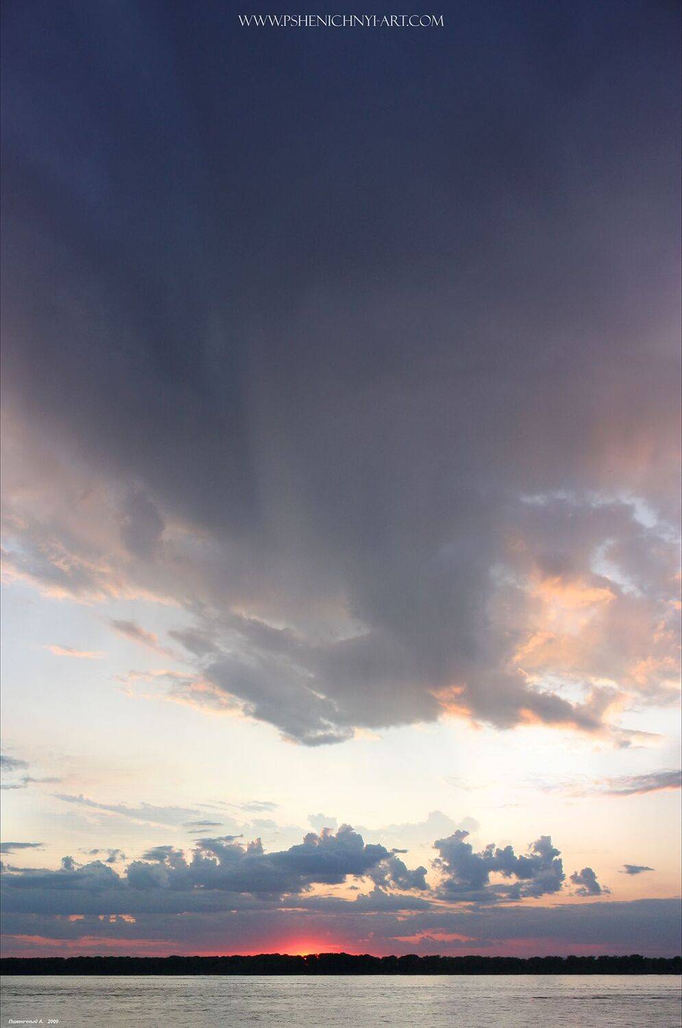 закат, небо, облака, пейзаж, горизонт, свет, тень, лето, волга, Пшеничный Андрей