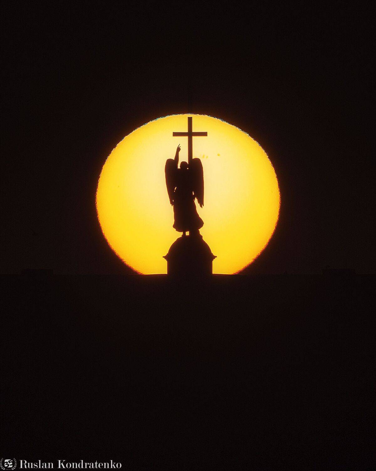 александровская колонна, ангел, санкт-петербург, рассвет, закат, прострел, силуэт, Руслан Кондратенко