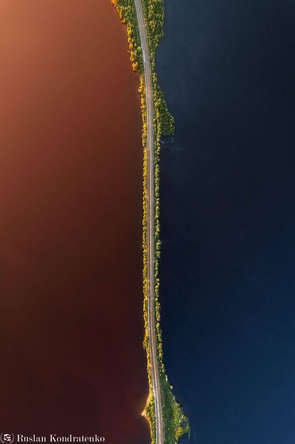 папинтайпале, перешеек, topdown, озеро, закат, рассвет, Руслан Кондратенко