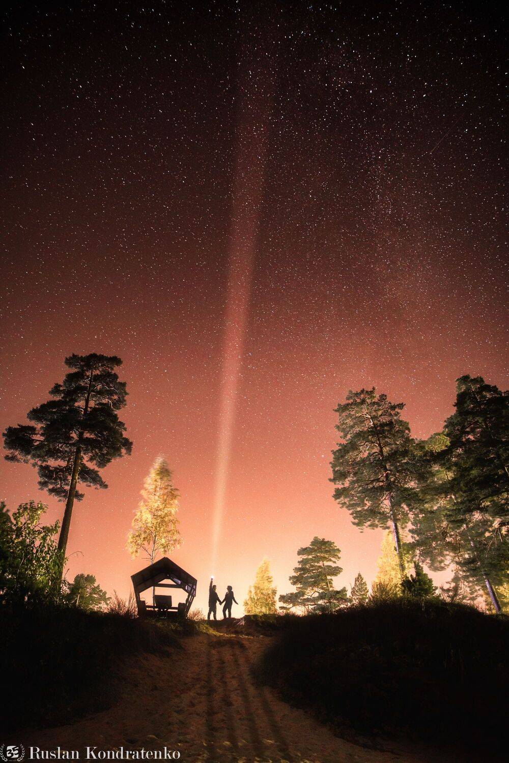ночь, звезды, фонарь, звездное небо, Руслан Кондратенко