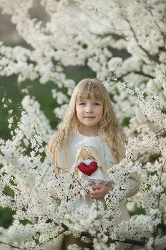 Red heart in blossom