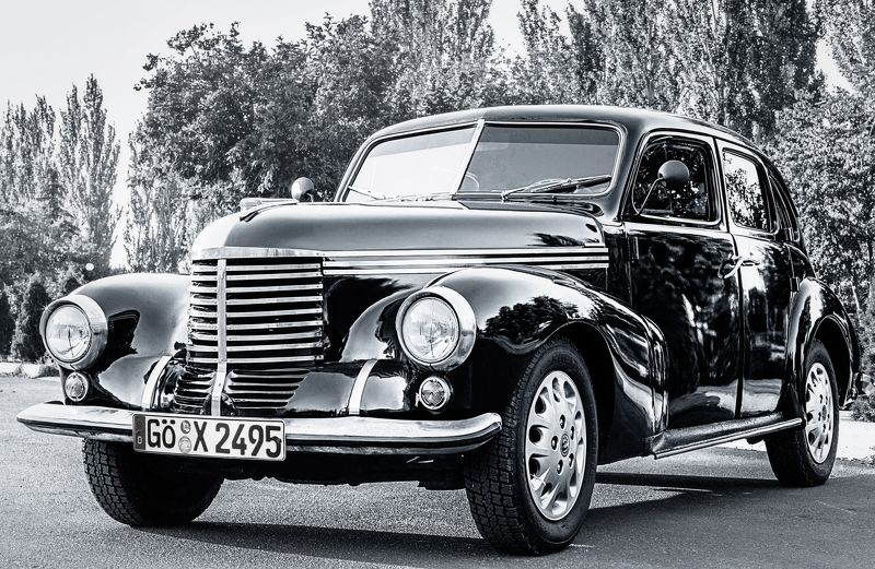 opel, автомобиль, машина, раритет, чб Opel Kapitän фото превью