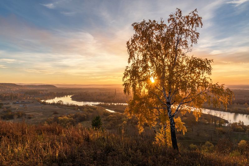 иркут, осень, закат Осенний закат на Синюшиной горе фото превью