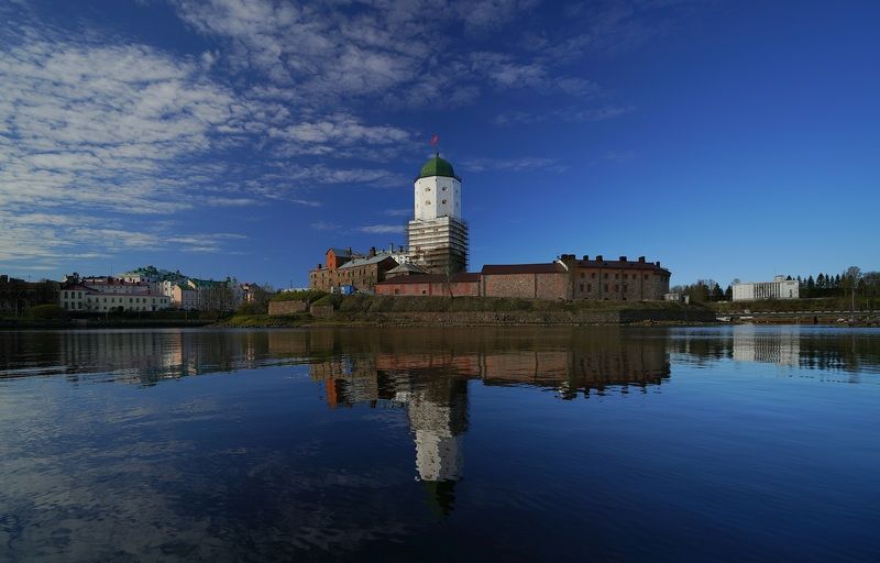 castle, tower, history, bay, island, tower, bastion, defense, spring, reflection Morning фото превью
