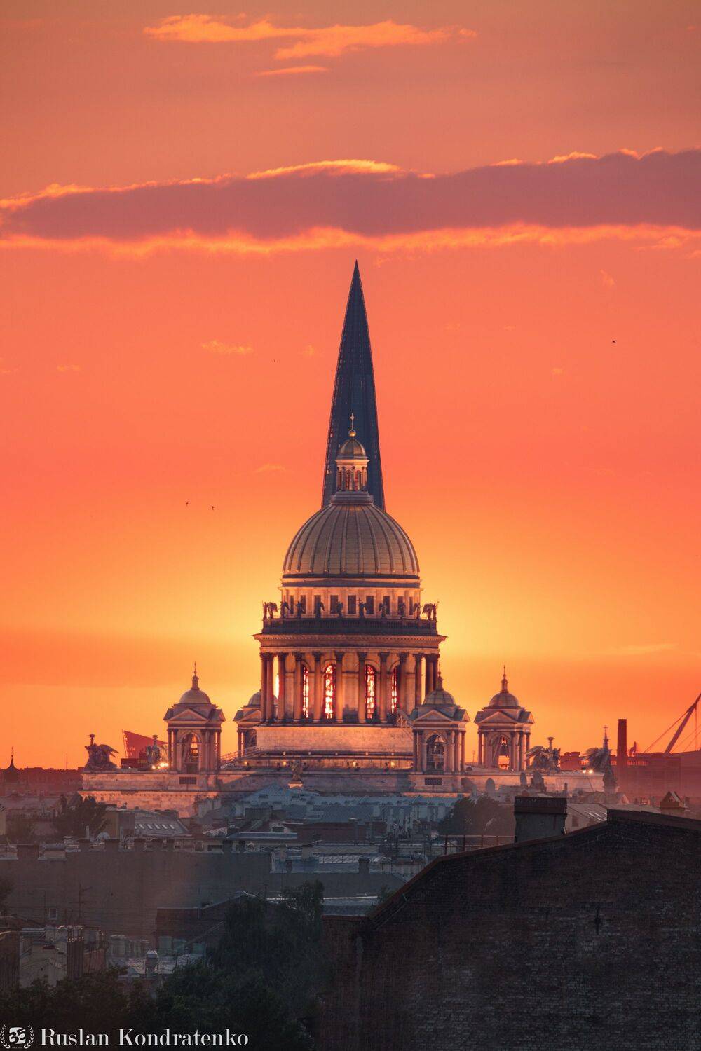 санкт-петербург, закат, исаакиевский собор, лахта-центр, лахта, небоскреб, прострел, time blending, композитная фотография, Руслан Кондратенко