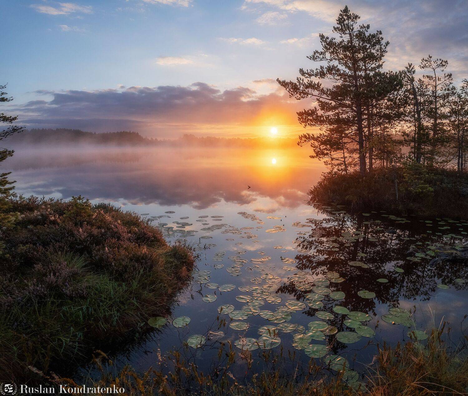 озеро, рассвет, туман, рыбачье озеро, Руслан Кондратенко