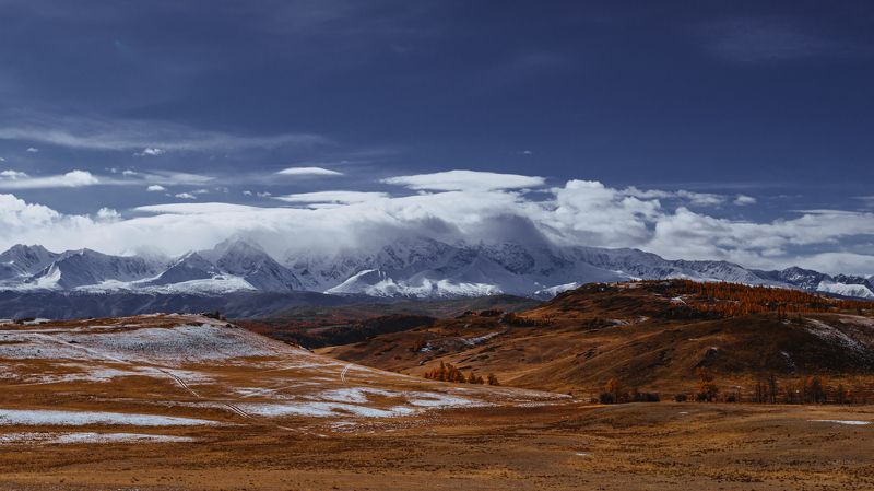горы, горный алтай, чуйский тракт, пейзаж, алтай, дорога, россия, курай, степь Курайская степь фото превью