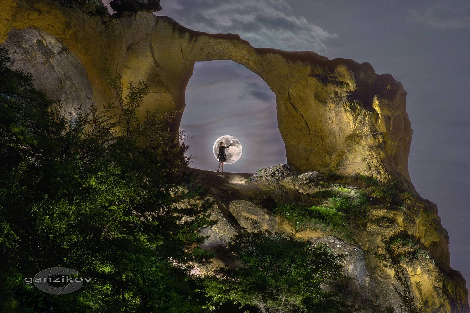 ночь, луна, гора кольцо, кисловодск, кмв, Владимир Ганзиков