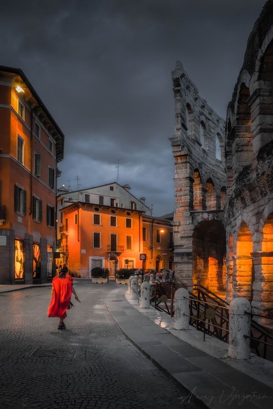 italy, verona, evening, ancient, rome, warrior, *** фото превью