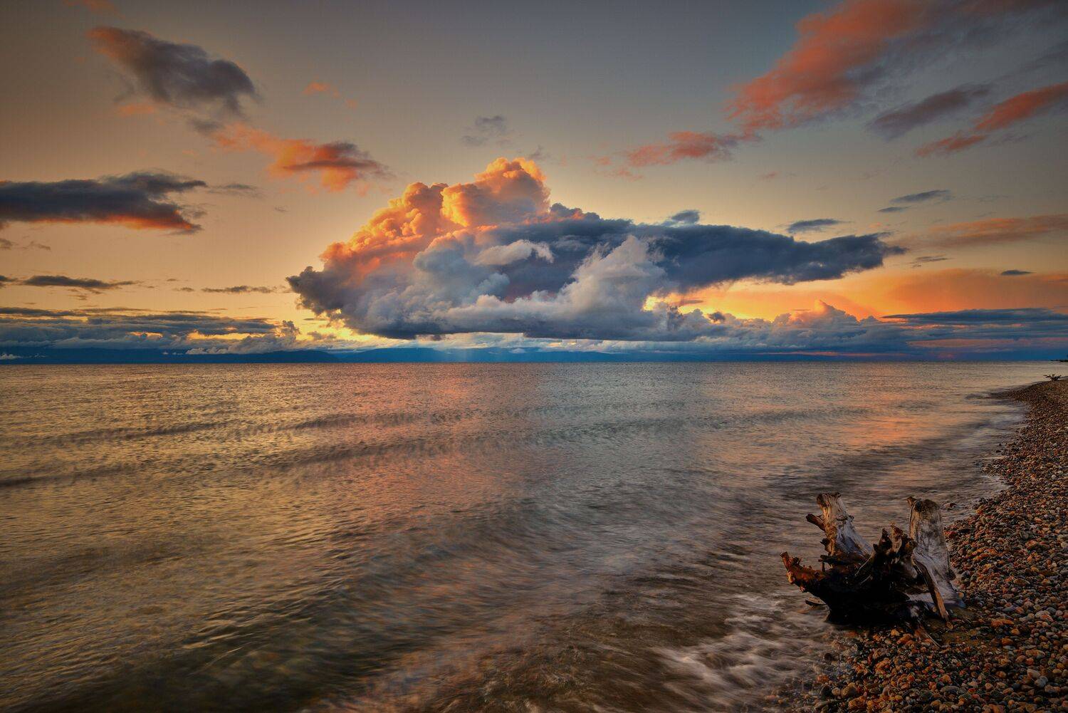 байкал, северобайкальск, небо, облако, озеро, закат,, Байдуков Александр