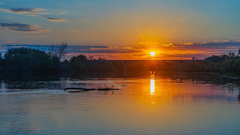 закат солнца, река быстрая сосна, весна, ливны, Река Быстрая Сосна.  Закат Солнца. фото превью