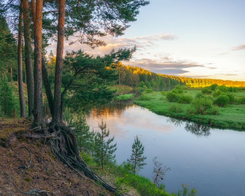 май утро река На сцене тёплый май фото превью