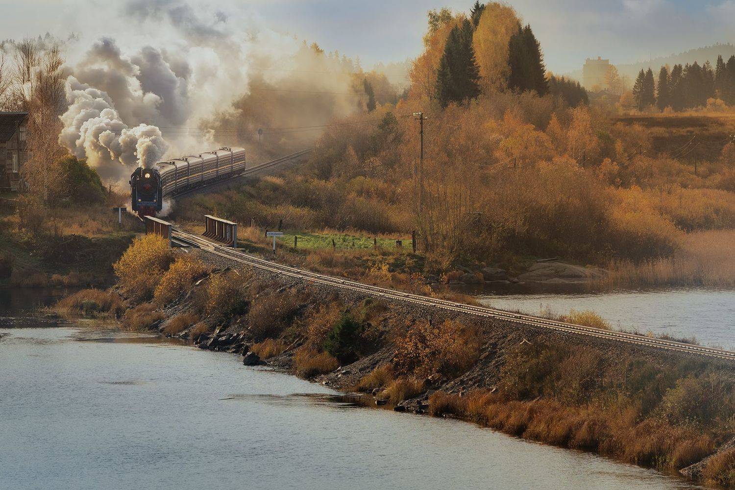 Россия, Карелия, Рускеальский экспресс, осень, Лариса Дука