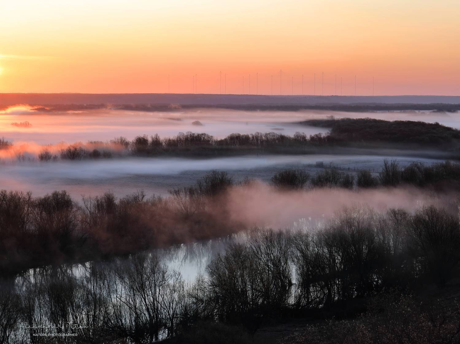 весна, утро, туман, рассвет, пейзаж, Титов Александр