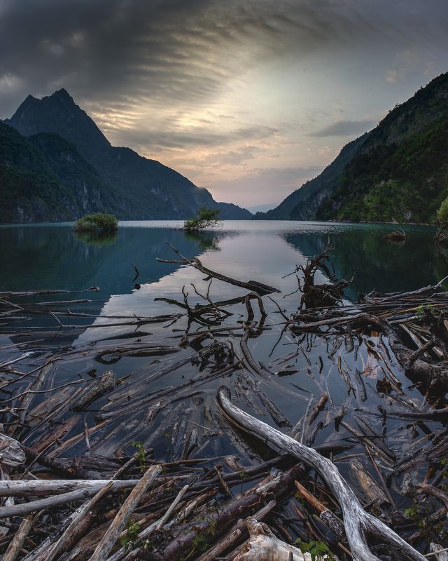 italy, dolomiti, landscape, sunset, Lake фото превью