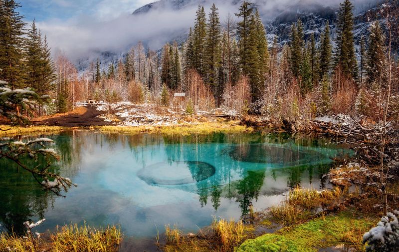 Майское утро с туманом и снегом... фото превью