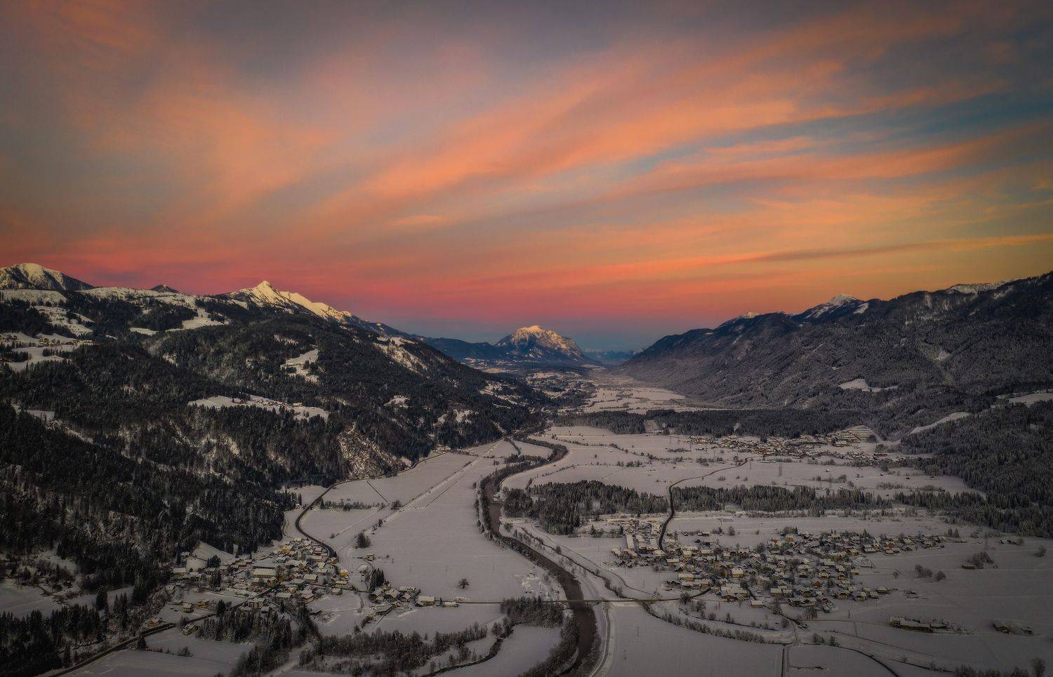 austria, hdr, австрия, альпы, вечер, горы, закат, зима, скалы, январь, аэрофото, k&auml;rnten, хермагор, нассфельд, nassfeld, hermagor, аеросъёмка, каринтия, Вовк Сергей