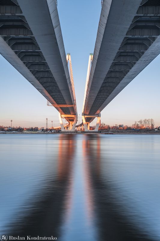 санкт-петербург, мост, вантовый мост, нева, река, закат, большой обуховский мост Большой Обуховской мост фото превью