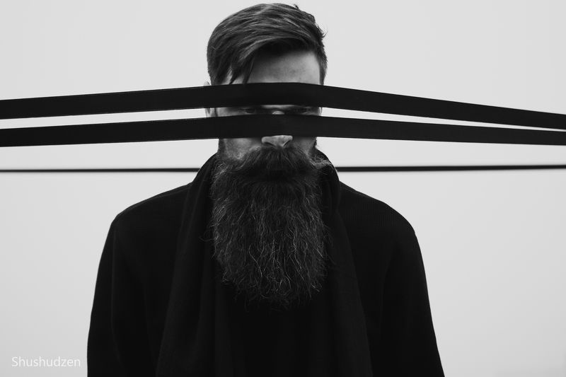 male portrait, black and white, art, contemporary, dance, improvisation, black string Relations фото превью