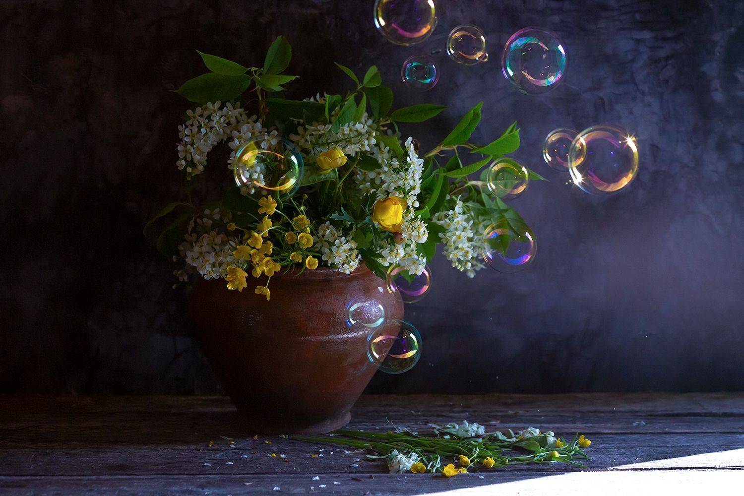 колтышки, натюрморт, купальницы, мыльные пузыри, Наталия Колтакова