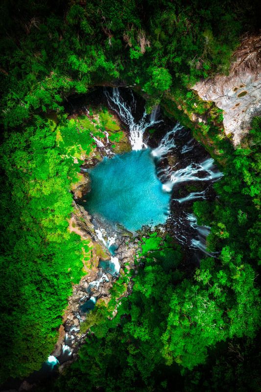aerial landscape waterfall nature Root фото превью