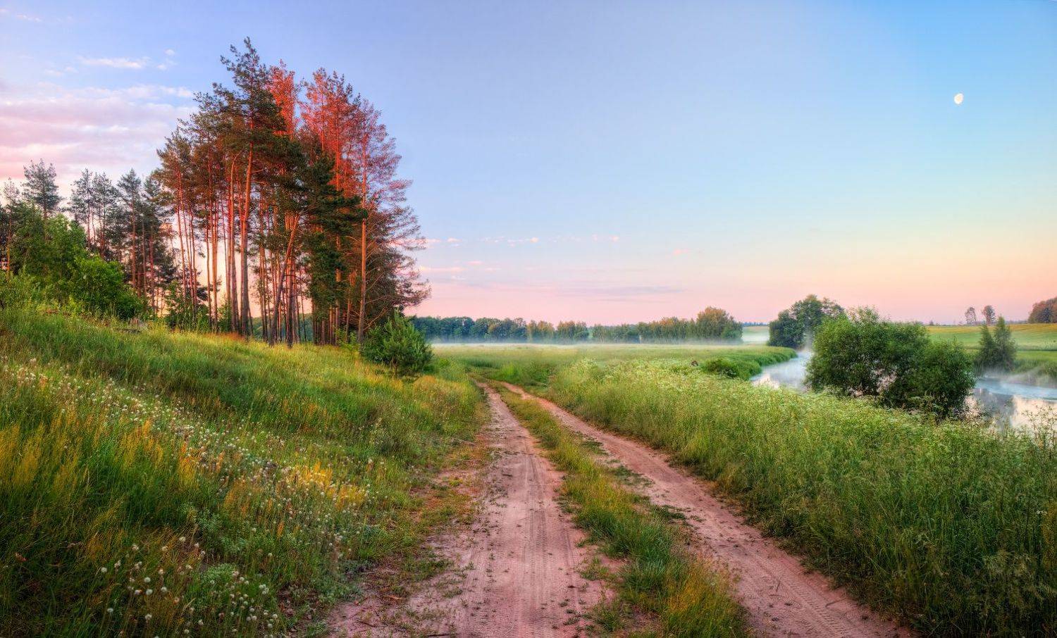 рассвет, река, дымка,, Сергей Шабуневич