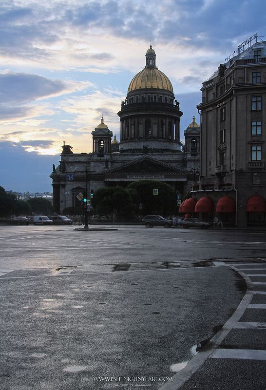 архитектура, городской пейзаж, петербург, исаакиевская площадь, собор На Исаакиевской площади после дождя фото превью