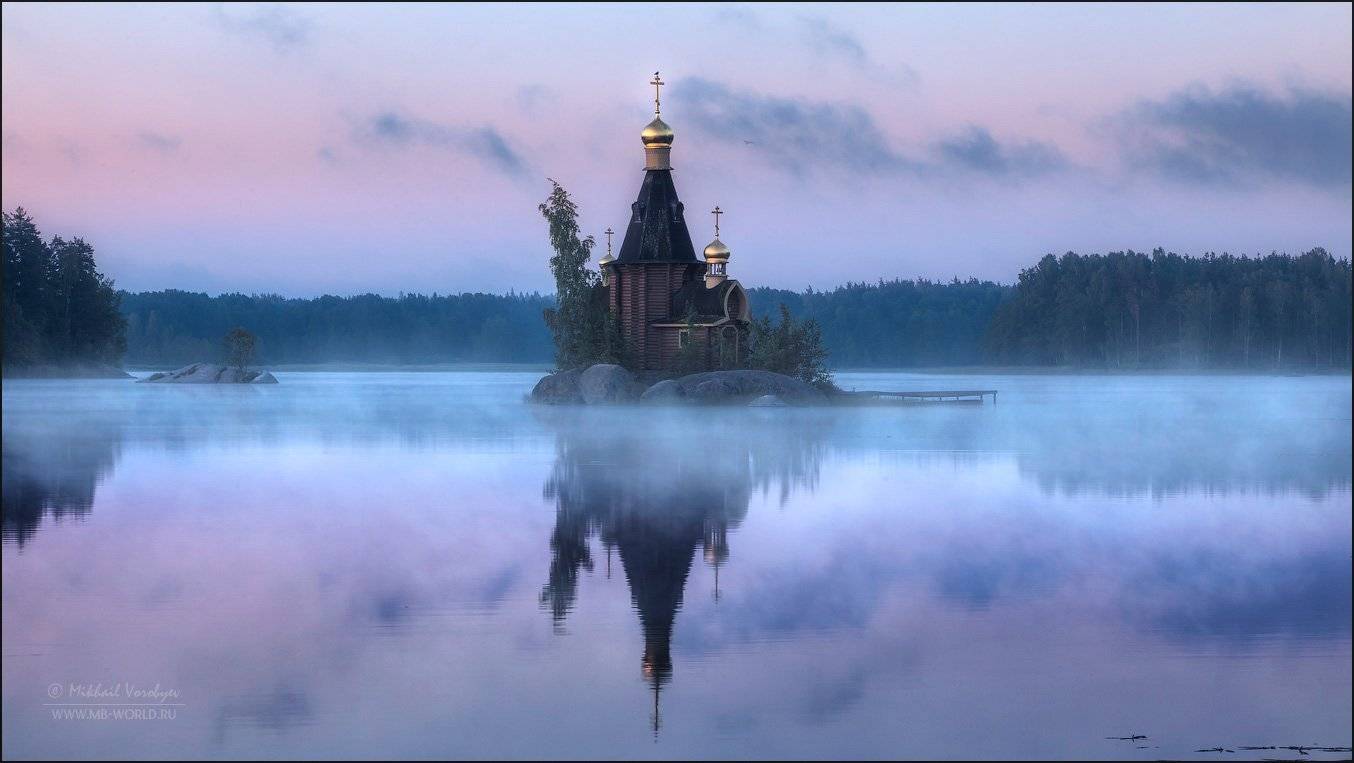россия, рассвет, вуокса, храм, Михаил
