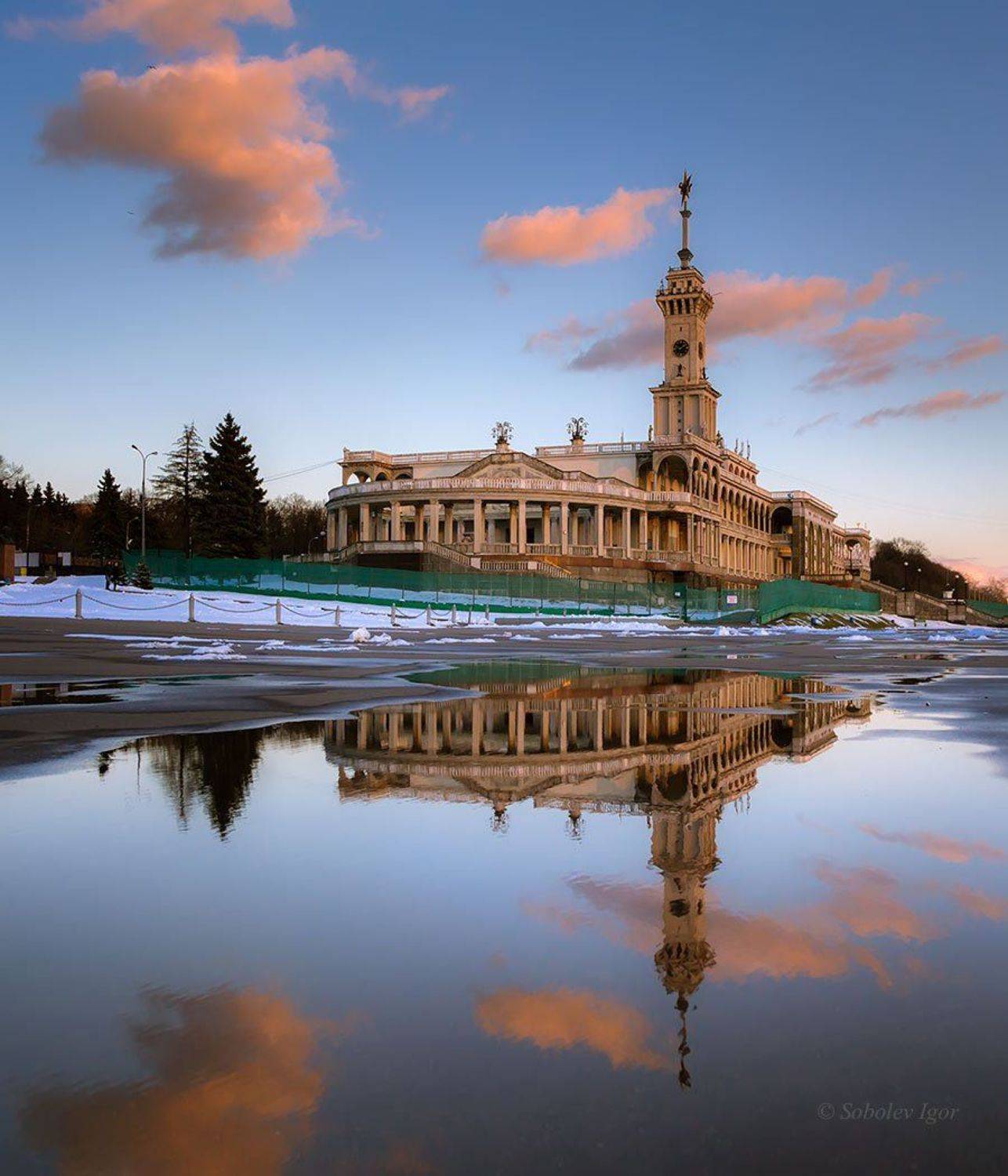 вечер, зима, москва, северный речной вокзал, Соболев Игорь